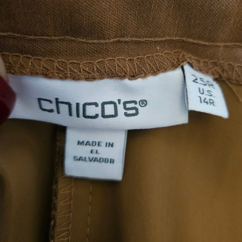 Chico's Women Brown Pull On Stretch Pants Size 2.5R US 14R Rayon Blend Trousers - Picture 3 of 7